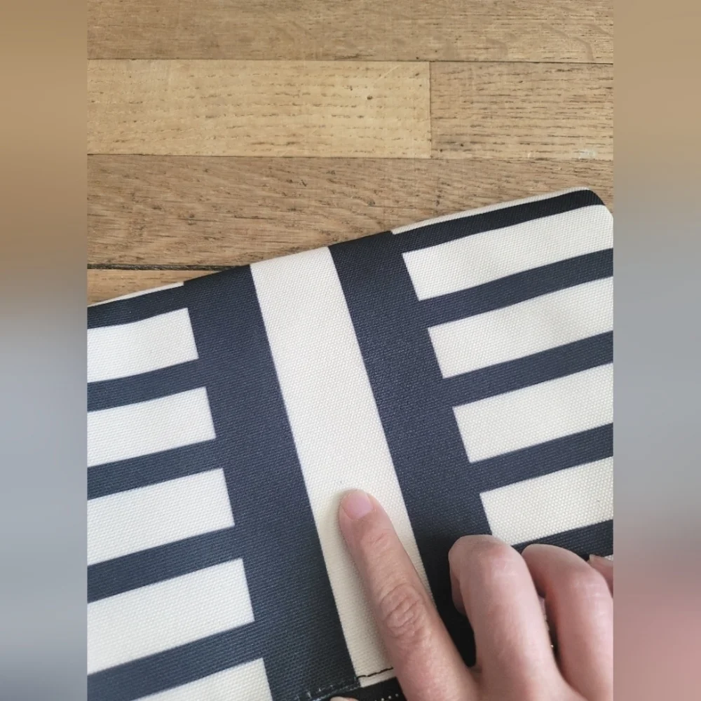 Summer + Rose , black‎ and white striped foldover Clutch - NWOT